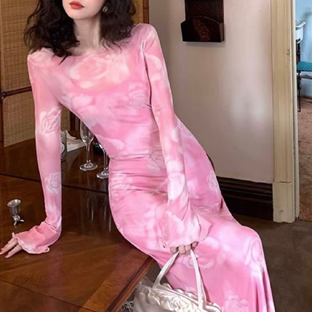 Vintage Blooming Rose Print Dress Image 2