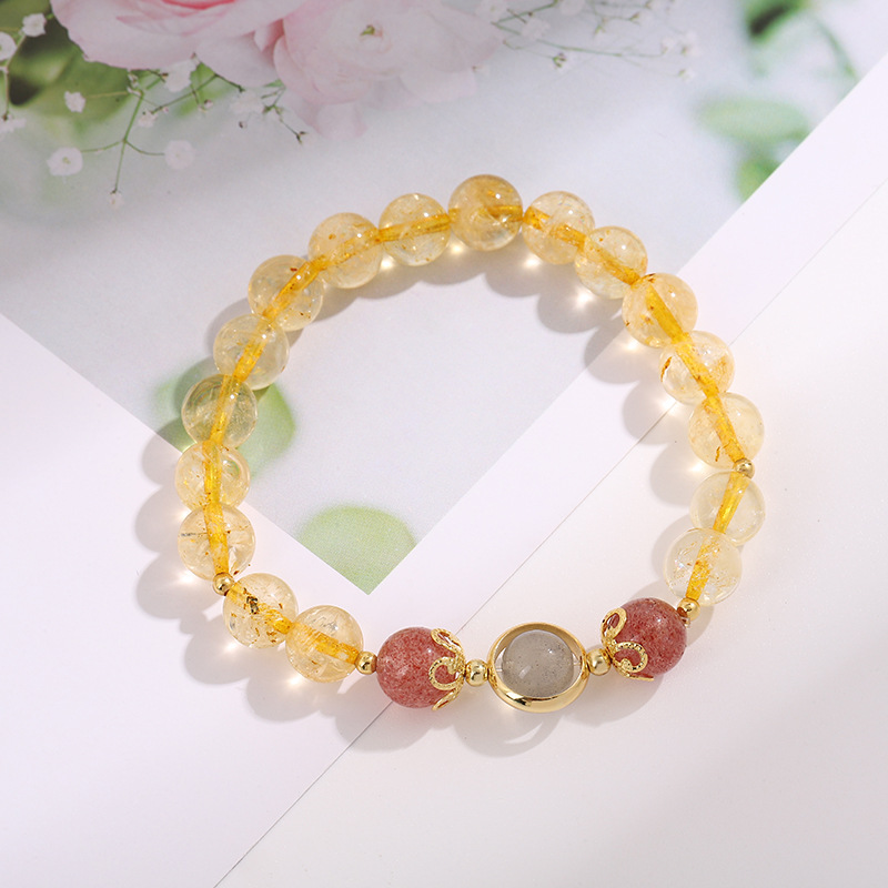 Women's Fashion Simple And Natural Gold Rutilated Quartz Bracelet 1