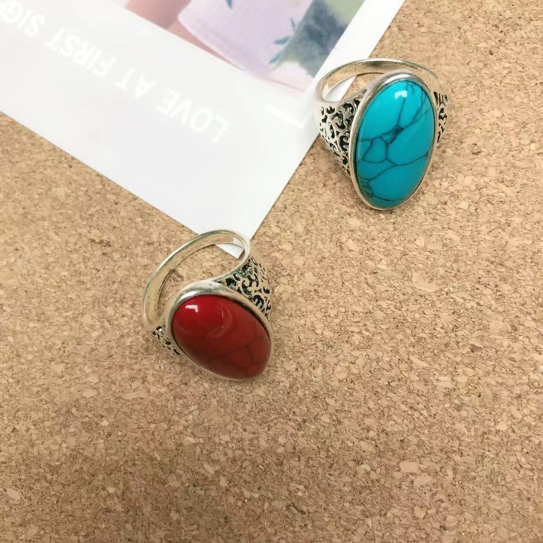 Antique Silver Red Turquoise Ring