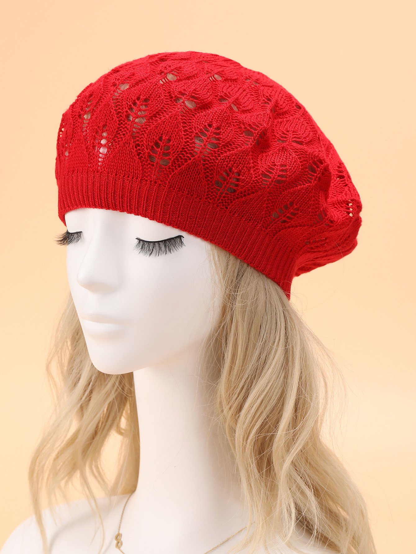 Red Hollow Breathable Fashion Cap