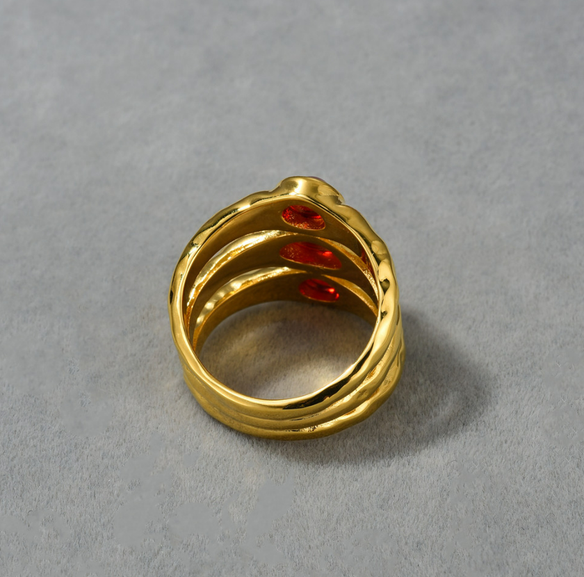 Irregular Texture Ruby Ring 5