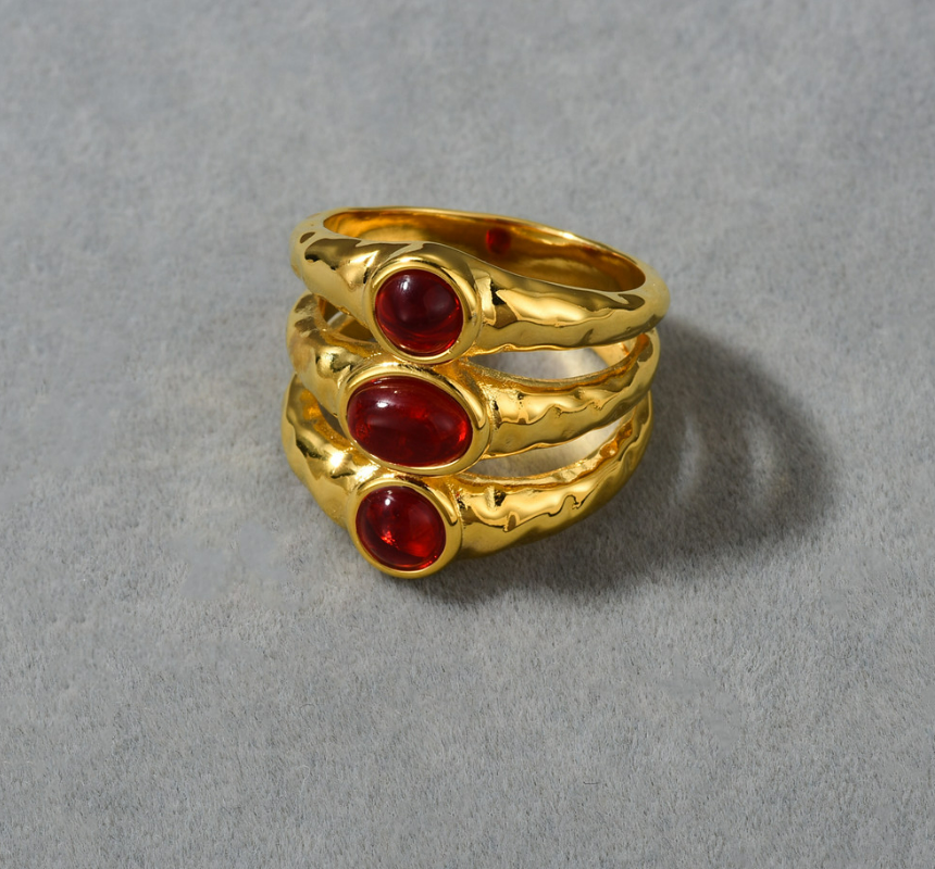 Irregular Texture Ruby Ring 3