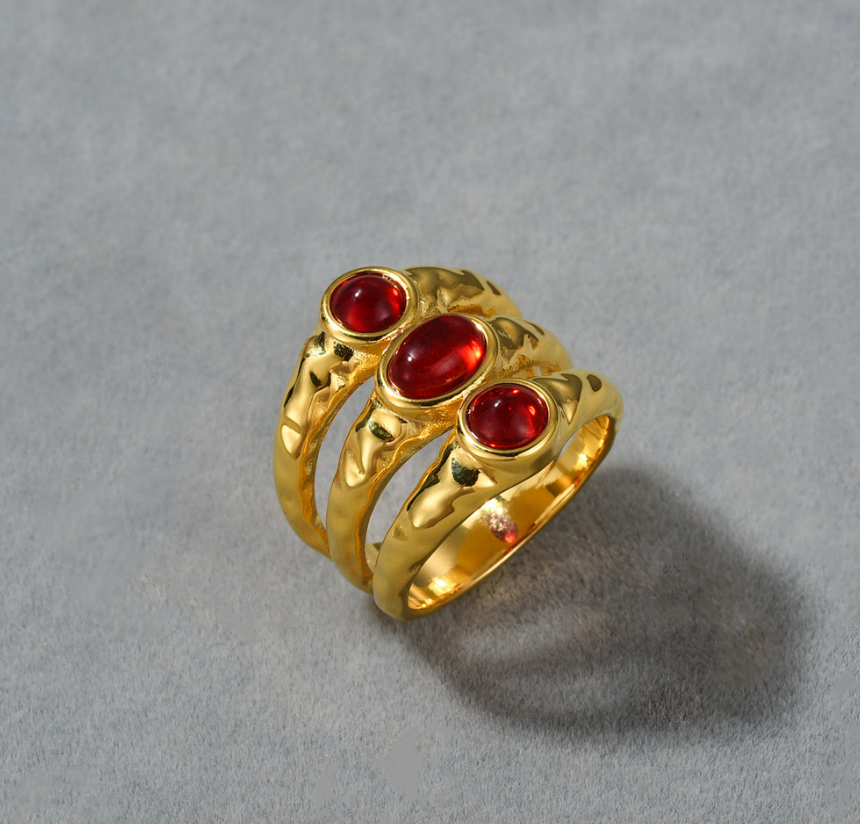 Irregular Texture Ruby Ring 4