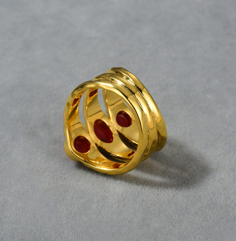 Irregular Texture Ruby Ring 1