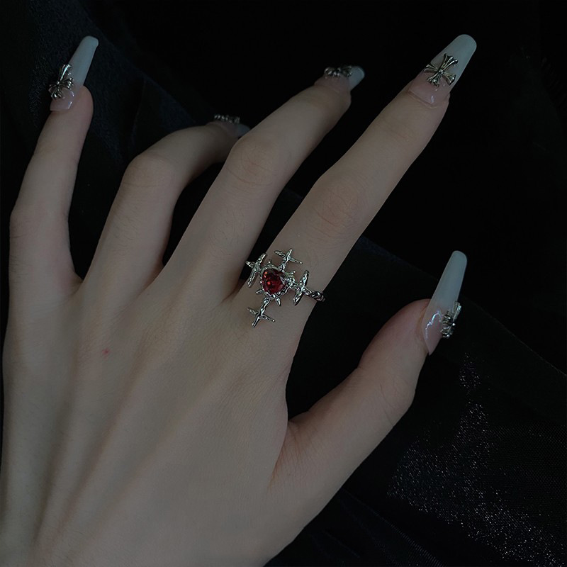 Cross Ring Niche Ruby Zircon Ring 5