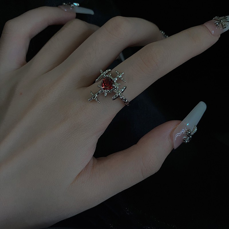 Cross Ring Niche Ruby Zircon Ring 1