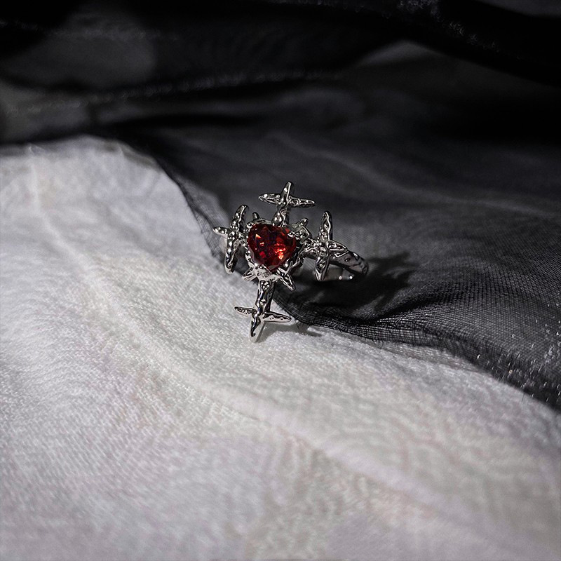 Cross Ring Niche Ruby Zircon Ring 3