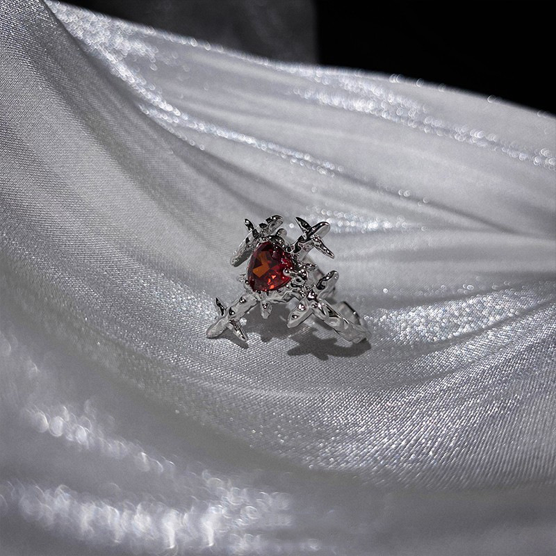Cross Ring Niche Ruby Zircon Ring 4