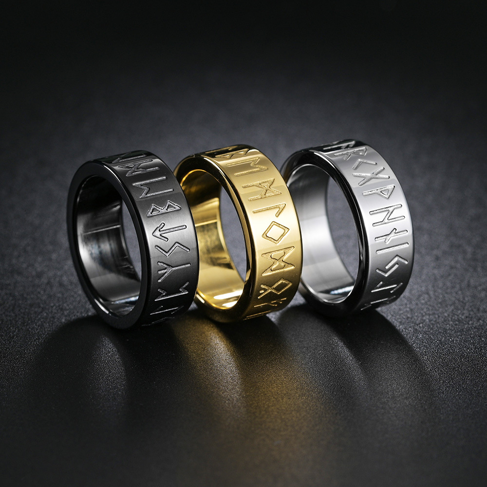 Couple Titanium Steel Ornament Ring 4