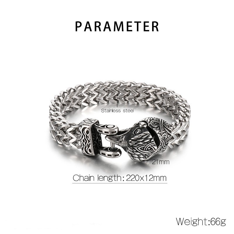Wolf and snake Viking bracelet front
