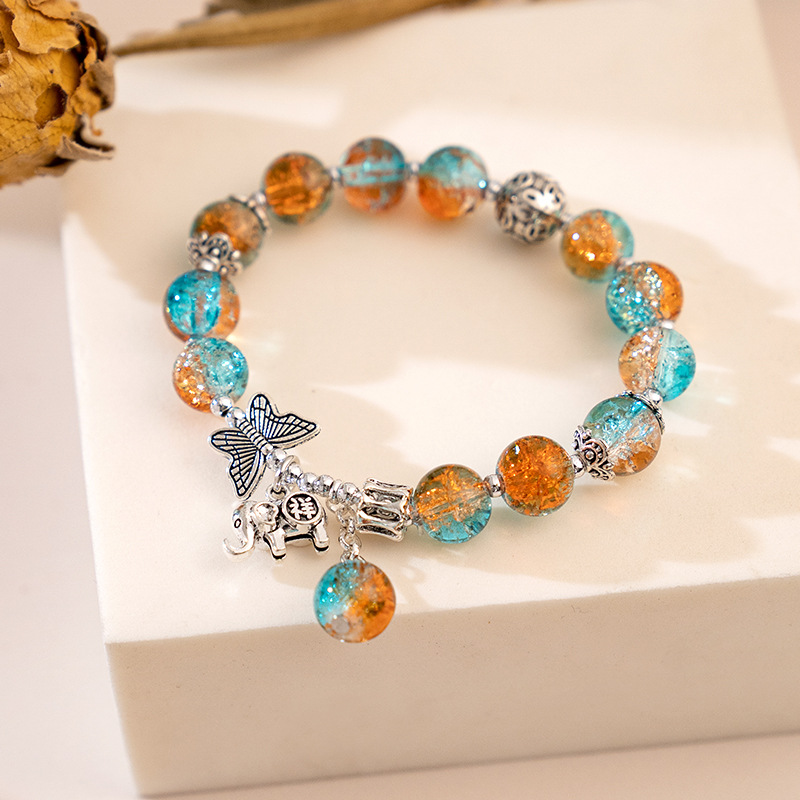Chinese Style Butterfly Cracked Crystal Bracelet