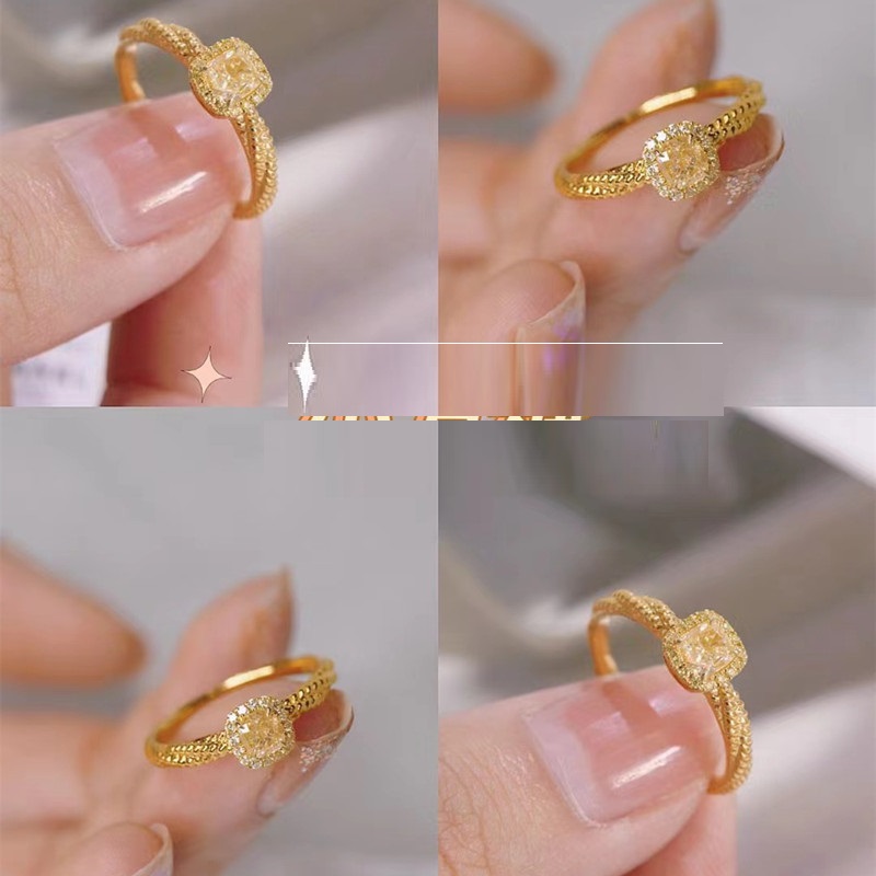 Small Sugar Cube Yellow Diamond Ring