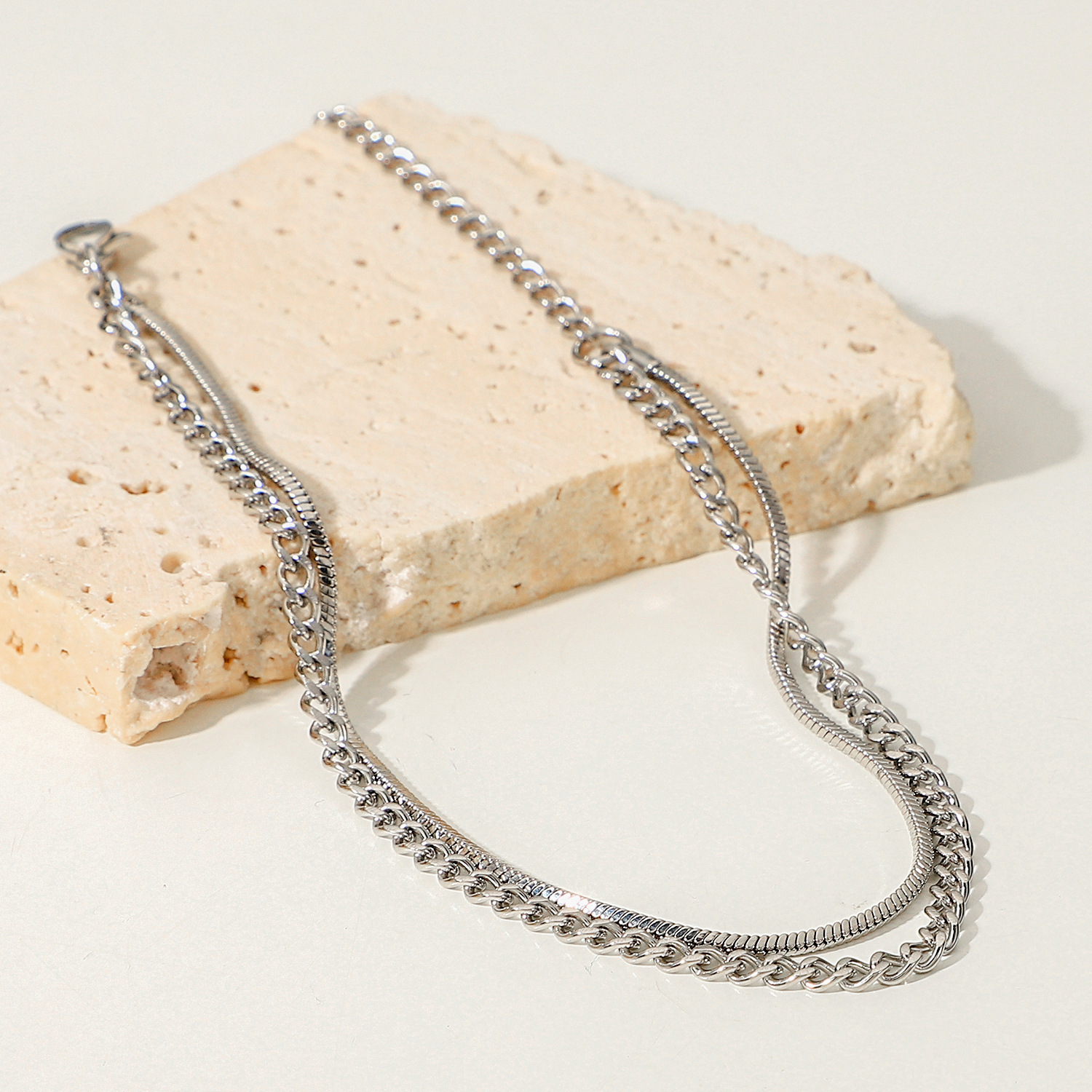 Close-up of stainless steel bracelet