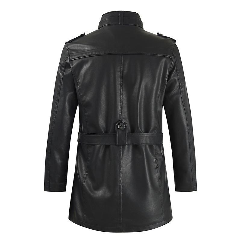 Men's Leather Trench Coat - Image 4