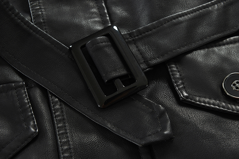 Men's Leather Trench Coat - Image 7