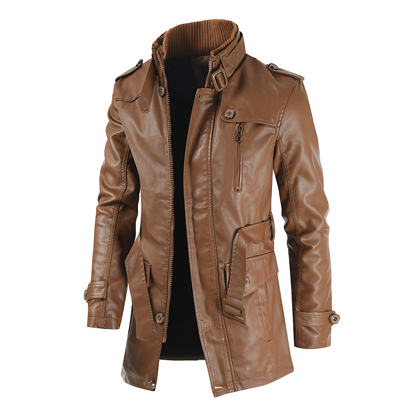 Men's Leather Trench Coat - Image 2