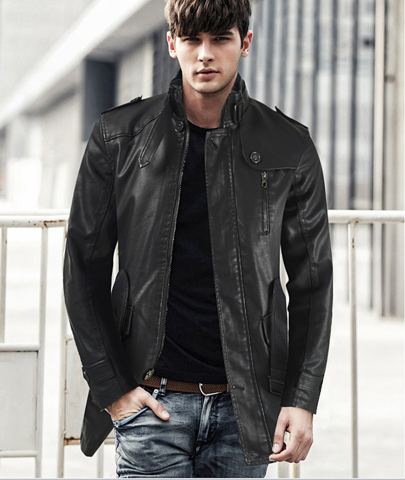 Men's Leather Trench Coat - Image 1