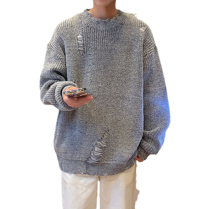 Ripped Round Neck Sweater Image 3