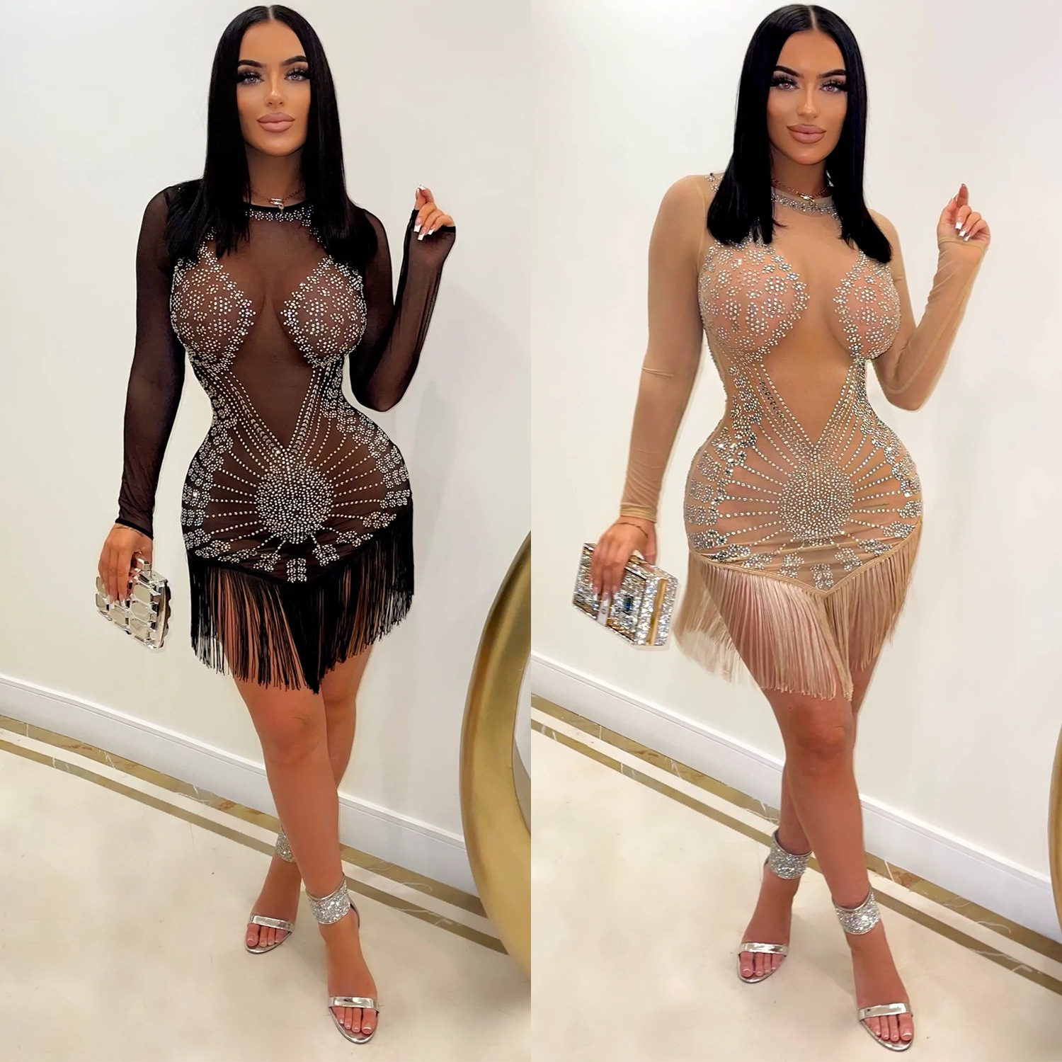 Women's Fashion Mesh Tassel Dress 5