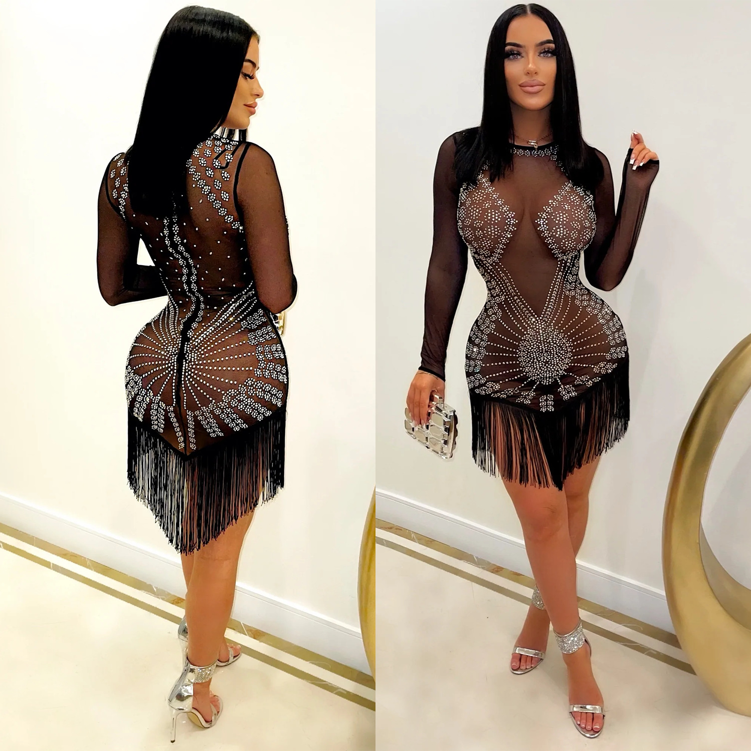Women's Fashion Mesh Tassel Dress 6