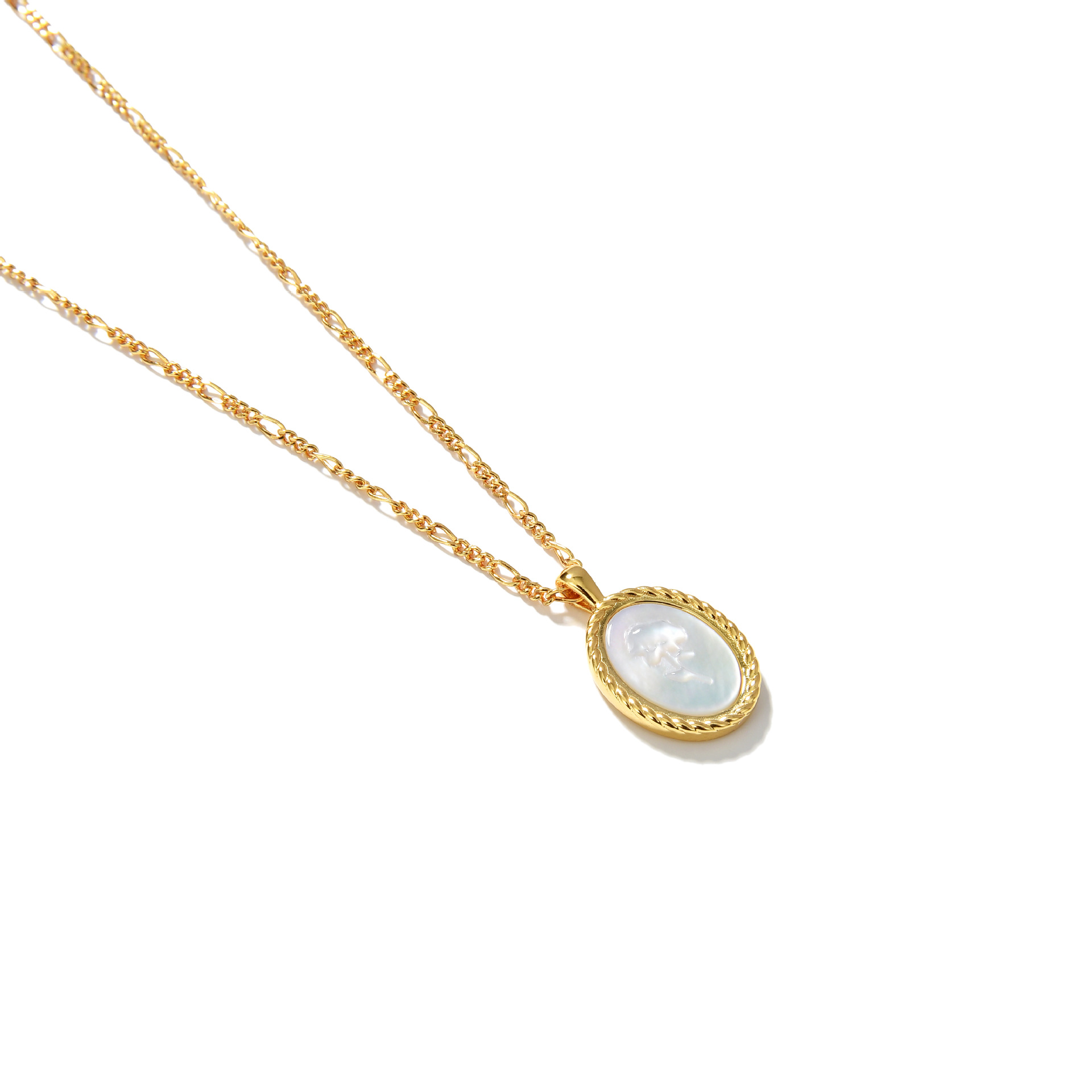 S925 Silver Plated Oval Embossed Rose Necklace Image 7