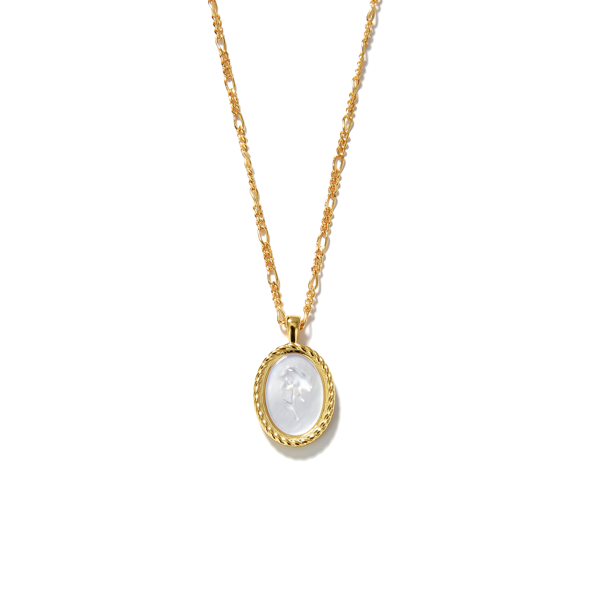 S925 Silver Plated Oval Embossed Rose Necklace Image 11