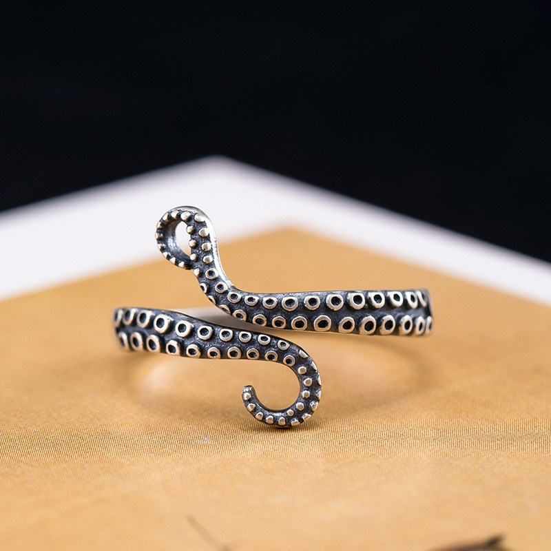 Antique Finish Octopus Touch Cell Phone Finger Ring