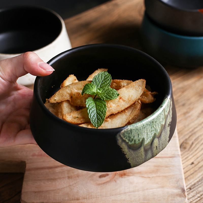 Japanese Special Ceramic Black Single Bowl Image 2