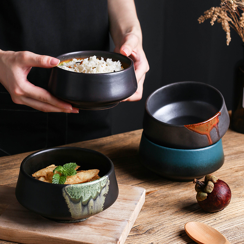 Japanese Special Ceramic Black Single Bowl Image 1
