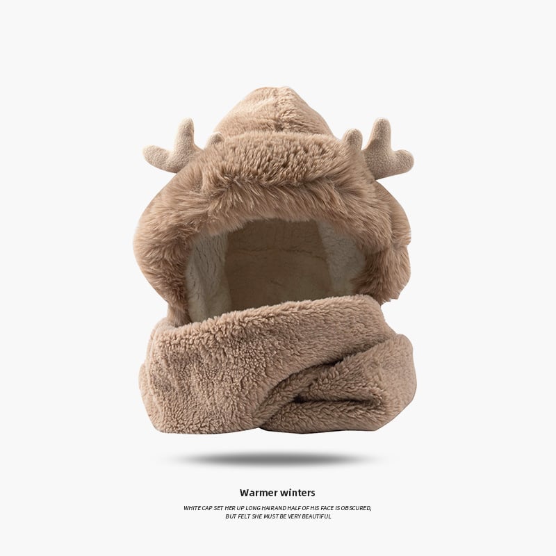 Christmas Elk Ear Hat Scarf Gloves Set Image 2