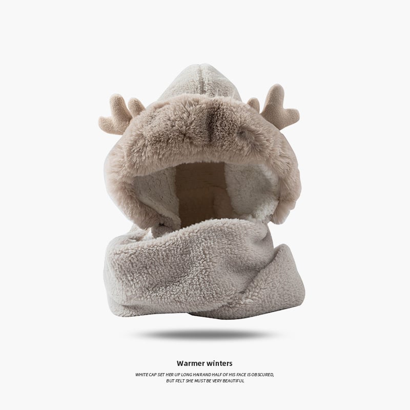 Christmas Elk Ear Hat Scarf Gloves Set Image 1