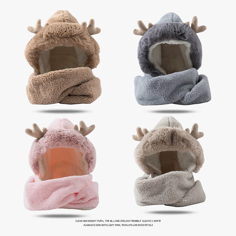 Christmas Elk Ear Hat Scarf Gloves Set Image 6