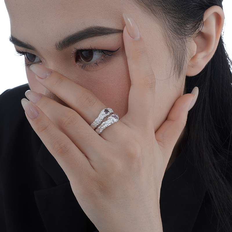 Women's Sterling Silver Damaged Texture Ring Image 2