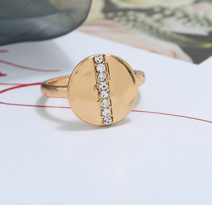 Simple Gold Plated Diamond-studded Ring Image 5