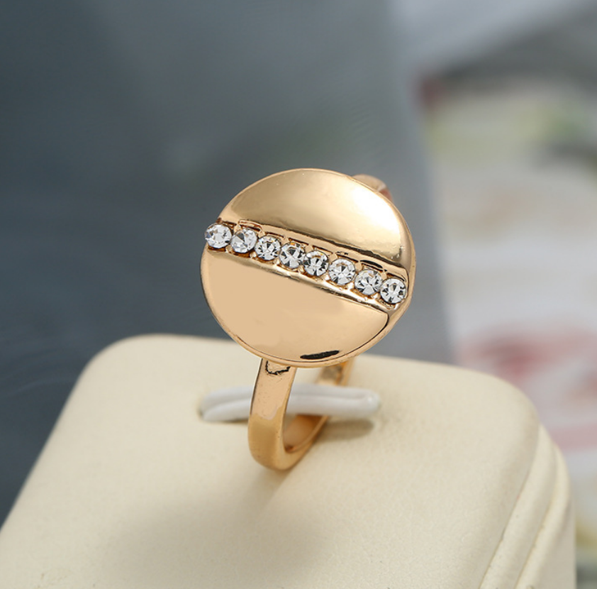 Simple Gold Plated Diamond-studded Ring Image 2