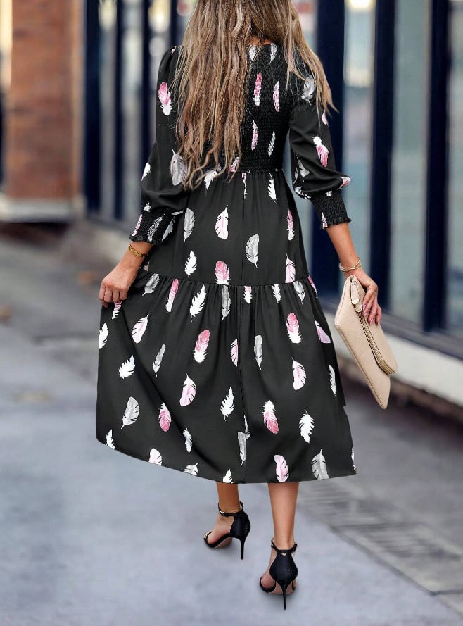 Women's Printed Wear Long Sleeve Dress 1