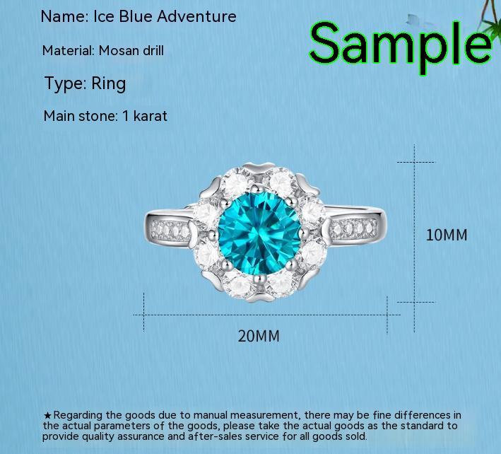 S925 Silver Blue Chic Ice Blue Adventure Women's Ring