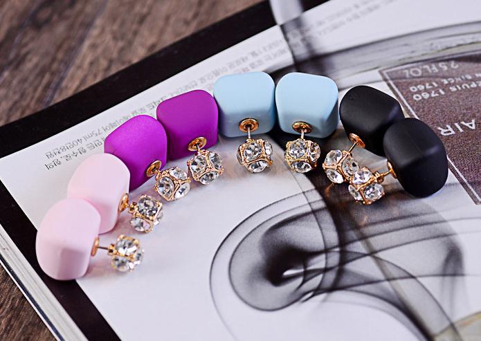Purple Cube-Shaped Earrings