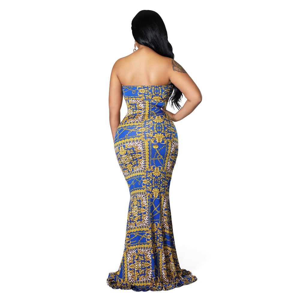 Model wearing Wrapped Chest Long Dress