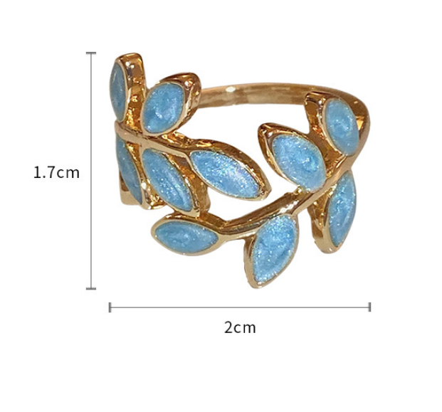 Korean Oil Dripping Leaf Ring Pink