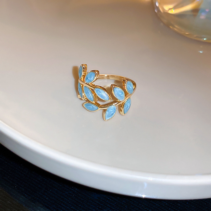 Korean Oil Dripping Leaf Ring Purple
