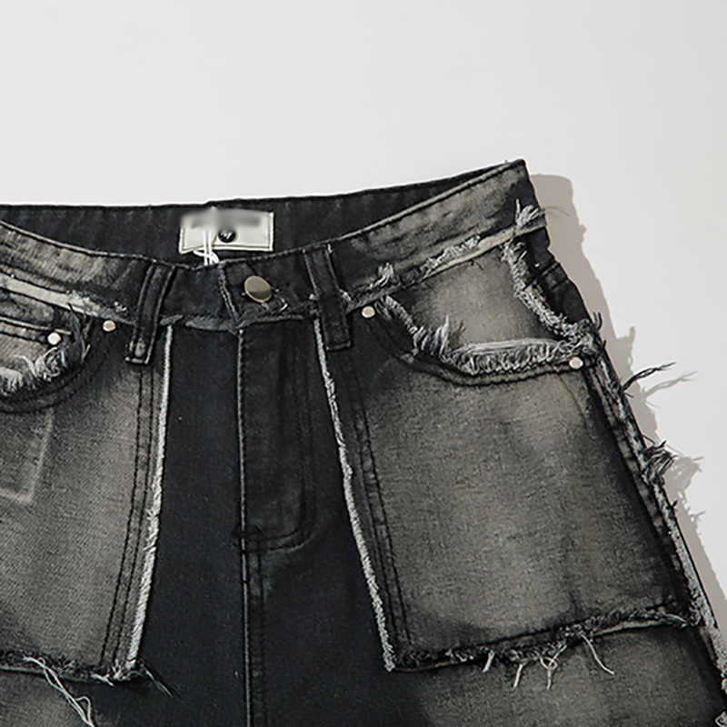 Men's Punk Trendy Frayed Stitching Jeans Image 7