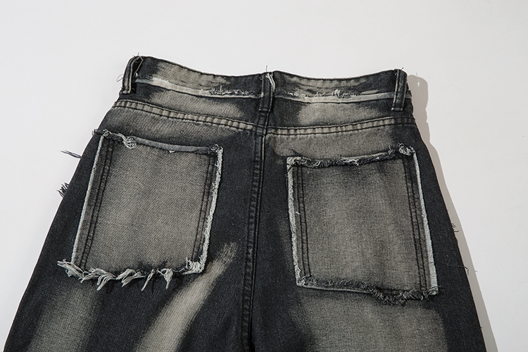 Men's Punk Trendy Frayed Stitching Jeans Image 5