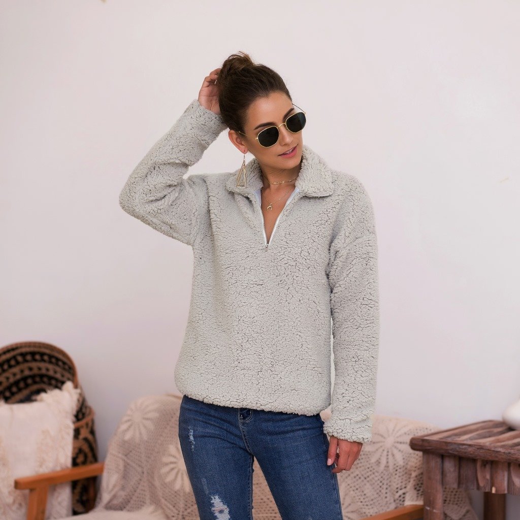 Women's Plush Coat Sweater Top - Image 5