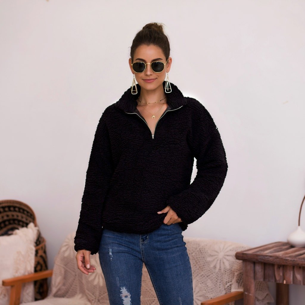 Women's Plush Coat Sweater Top - Image 6