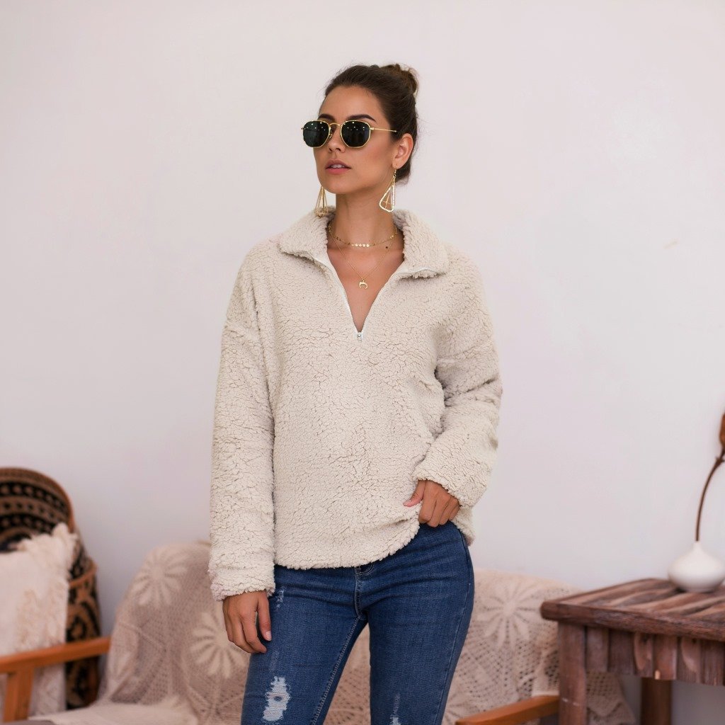 Women's Plush Coat Sweater Top - Image 7