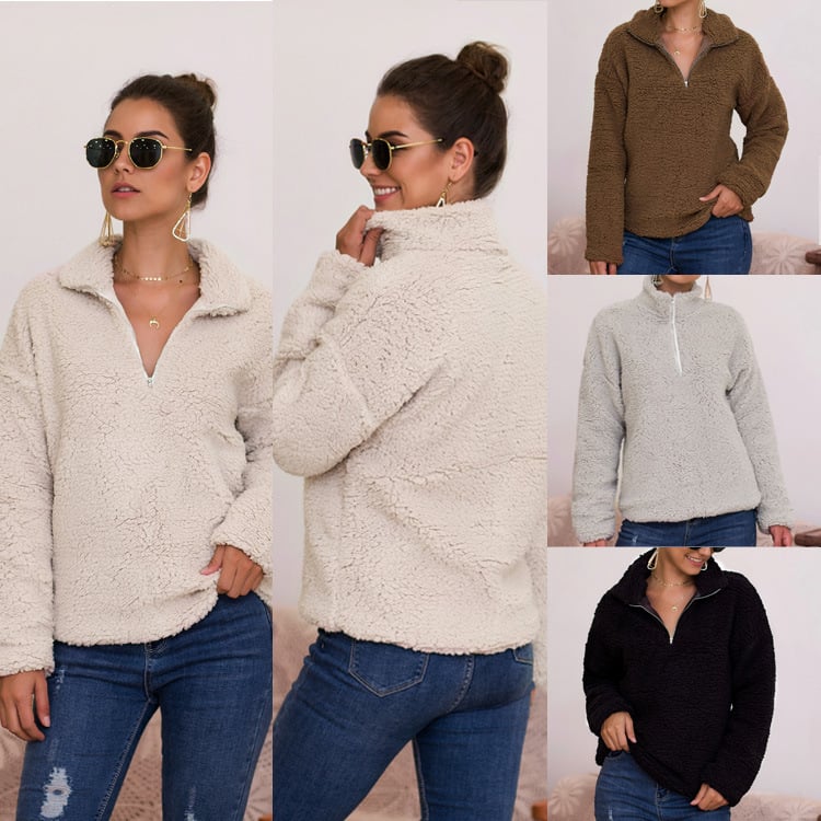 Women's Plush Coat Sweater Top - Image 2
