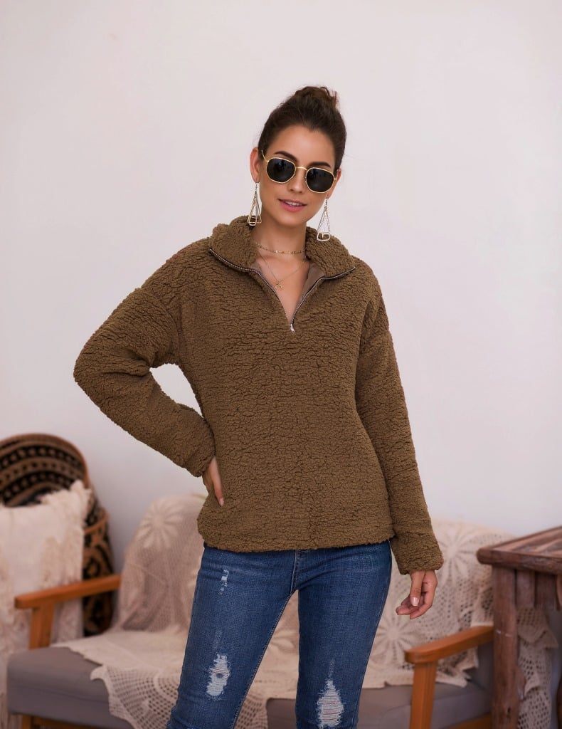 Women's Plush Coat Sweater Top - Image 4