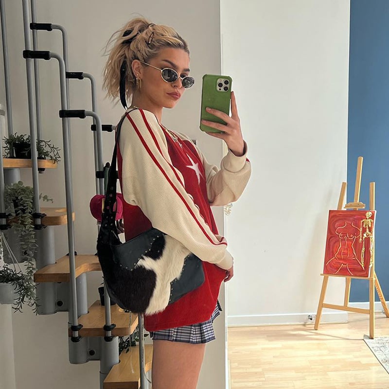 Women's Loose Top Striped Woolen Sweater 5