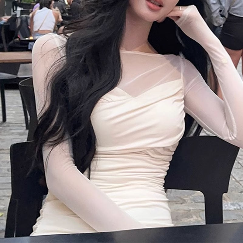 Translucent Stitching Dress Image 2
